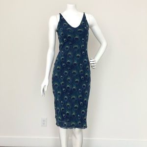 Summer dress with peacock print size S